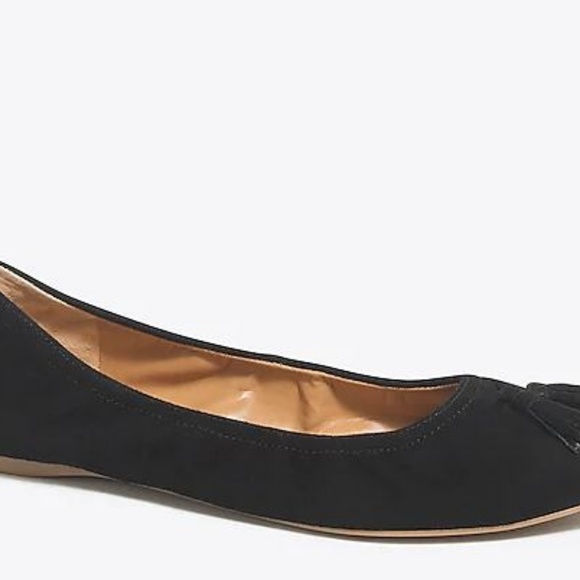 NWT J.Crew Black Suede Stretch Tassel Flats - Picture 4 of 5